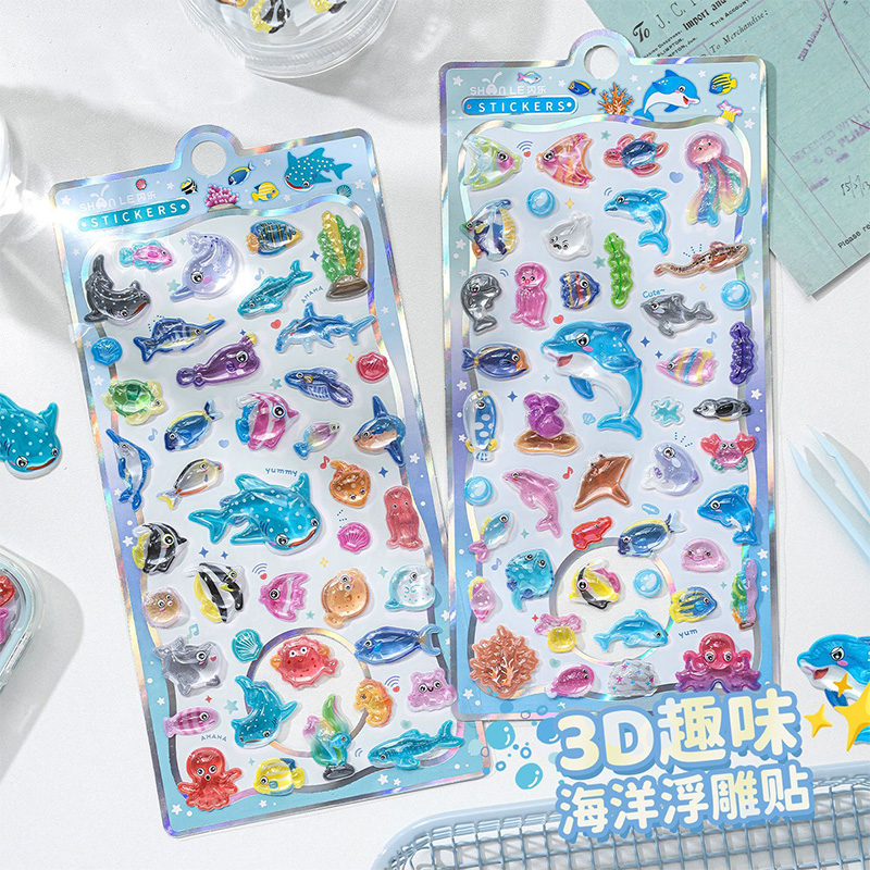 和風漫画海洋生物 3D レリーフクリスタルステッカーかわいい - Japanese Lifestyle Items のレビューと価格